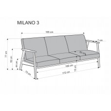 Trīsvietīgs dīvāns MILANO 3S, pelēks